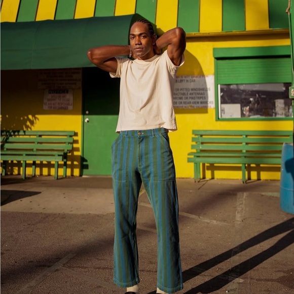 Big Bud Press STRIPE WORK
PANTS - GREEN AND BLUE - Picture 2 of 6